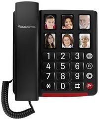 Produktbild: Amplicomms BigTel 40 Schnurgebundenes Seniorentelefon Foto-Tasten, f&uuml;r H&ouml;rger&auml;te kompatibel, Wahlwiederholung LED-Display Schwarz