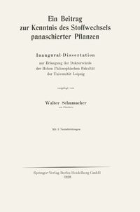 Produktbild: Ein Beitrag zur Kenntnis des Stoffwechsels panaschierter Pflanzen