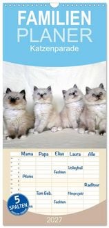 Produktbild: Familienplaner 2027 - Katzenparade mit 5 Spalten (Wandkalender, 21 x 45 cm) CALVENDO