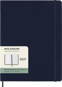 Produktbild: Moleskine 12 Monate Wochen Notizkalender 2027, XL, 1 Wo = 1 Seite, rechts linierte Seite, Fester Einband, Saphir