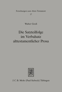 Produktbild: Die Satzteilfolge im Verbalsatz alttestamentlicher Prosa