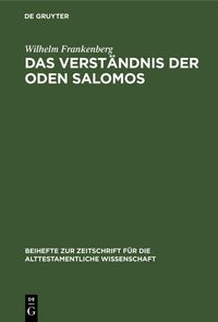 Produktbild: Das Verst&auml;ndnis der Oden Salomos