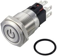 Produktbild: TRU COMPONENTS TC-12647396 Drucktaster 250 V/AC 3 A 1 x Aus/(Ein) IP65 RGB tastend Edelstahl 1 St.