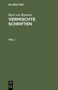 Produktbild: Vermischte Schriften. Teil 1