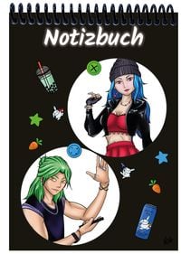 Produktbild: A 4 Notizblock Manga Quinn und Enora, schwarz, liniert