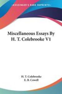 Produktbild: Miscellaneous Essays By H. T. Colebrooke V1