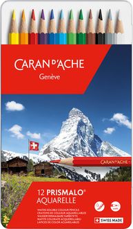 Produktbild: CARAN D'ACHE Farbstifte Prismalo(TM) Aquarelle, 12 Farben in Metallschachtel