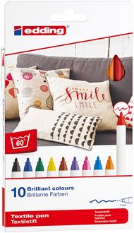 Produktbild edding 4600 Textilstifte, 1mm, 10er Set Rundspitze Standard Farben
