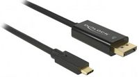 Produktbild: Delock USB-C&reg; / DisplayPort Adapterkabel USB-C&reg; Stecker, DisplayPort Stecker 2.00 m Schwarz 85256 vergoldete Steckkontakte USB-C&reg;-Displaykabel