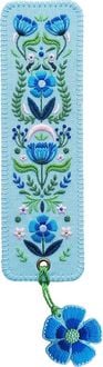 Produktbild: Buchverliebt Lesezeichen bestickt "Blumenliebe blau"