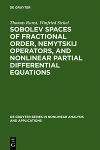 Produktbild: Sobolev Spaces of Fractional Order, Nemytskij Operators, and Nonlinear Partial Differential Equations