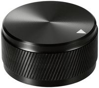 Produktbild: TRU COMPONENTS TC-11654300 Drehknopf mit Knopfmarkierung Schwarz (&Oslash; x H) 34 mm x 17 mm Aluminium 1 St.
