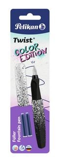 Produktbild: Pelikan F&uuml;ller Twist Color Edition P457 M schwarz/wei&szlig; 2 Tintenpatronen Blister