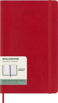 Produktbild: Moleskine 12 Monate Wochen Notizkalender 2027, Large/A5, 1 Wo = 1 Seite, rechts linierte Seite, Weicher Einband, Scharlachrot