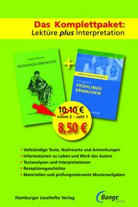 Produktbild: Fr&uuml;hlings Erwachen &ndash; Das Abi-Komplettpaket: Lekt&uuml;re plus Interpretation.