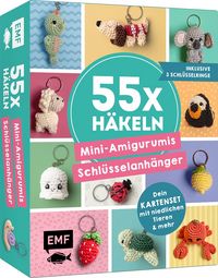 Produktbild: 55 x h&auml;keln &ndash; Mini-Amigurumis Schl&uuml;sselanh&auml;nger: Dein Kartenset mit niedlichen Tieren & mehr