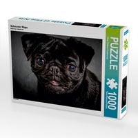 Produktbild: CALVENDO Puzzle Schwarzer Mops | 1000 Teile Lege-Gr&ouml;&szlig;e 64x48cm Foto-Puzzle f&uuml;r gl&uuml;ckliche Stunden