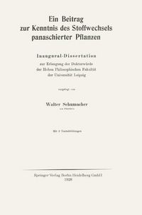 Produktbild: Ein Beitrag zur Kenntnis des Stoffwechsels panaschierter Pflanzen