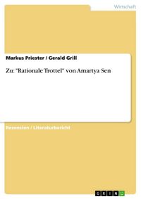 Produktbild: Zu: "Rationale Trottel" von Amartya Sen
