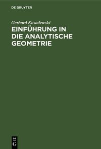 Produktbild: Einf&uuml;hrung in die analytische Geometrie