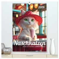 Produktbild: Naschkatzen &ndash; S&uuml;&szlig;e Samtpfoten auf Kalorienjagd (hochwertiger Premium Wandkalender 2026 DIN A2 hoch), Kunstdruck in Hochglanz