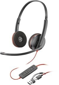 Produktbild: HP Poly Blackwire C3220 Over Ear Headset kabelgebunden Stereo Schwarz Headset, Lautst&auml;rkeregelung, Mikrofon-Stummschaltung Computer