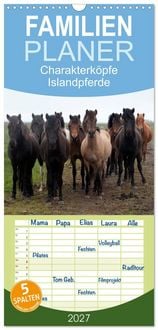 Produktbild: Familienplaner 2027 - Charakterk&ouml;pfe Islandpferde mit 5 Spalten (Wandkalender, 21 x 45 cm) CALVENDO