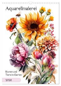 Produktbild: Aquarellmalerei - Blumen und Tiere im Garten (Wandkalender 2026 DIN A3 hoch), CALVENDO Monatskalender