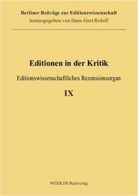 Produktbild: Editionen in der Kritik 9