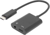 Produktbild: Digitus Audio Adapterkabel [1x USB-C&reg; Stecker - 2x USB-C&reg; Buchse, Klinkenbuchse 3.5 mm] AK-300400-002-S 20.00 cm Geschirmt, doppelt geschirmt