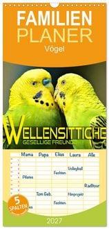 Produktbild: Familienplaner 2027 - Wellensittiche - gesellige Freunde mit 5 Spalten (Wandkalender, 21 x 45 cm) CALVENDO