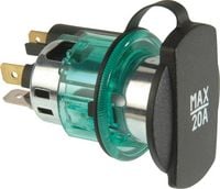 Produktbild: ProCar Power-Steckdose mit Spannh&uuml;lse gr&uuml;n Belastbarkeit Strom max.=20 A Passend f&uuml;r (Details) Zigarettenanz&uuml;nderstecker Power-Steckdose 12 V, 24