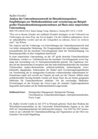 Produktbild: Analyse der Unternehmensumwelt im Dienstleistungssektor