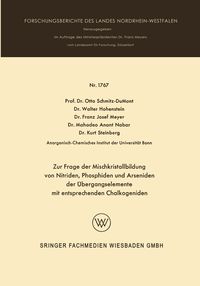 Produktbild: Zur Frage der Mischkristallbildung von Nitriden, Phosphiden und Arseniden der &Uuml;bergangselemente