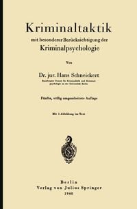 Produktbild: Kriminaltaktik mit besonderer Ber&uuml;cksichtigung der Kriminalpsychologie
