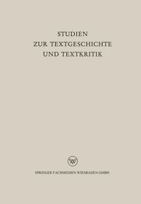 Produktbild: Studien zur Textgeschichte und Textkritik