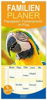 Produktbild: Familienplaner 2027 - Papageien: Farbenpracht im Flug mit 5 Spalten (Wandkalender, 21 x 45 cm) CALVENDO