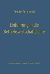 Produktbild: Einf&uuml;hrung in die Betriebswirtschaftslehre