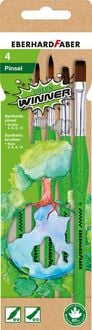 Produktbild: EBERHARD FABER Set Synthetik Green Winner Rundpinsel/Flachpinsel Gr&ouml;&szlig;e 4/6/8/12 4 Teile