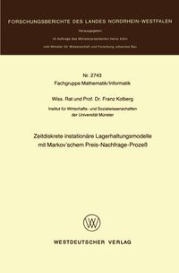 Produktbild: Zeitdiskrete instation&auml;re Lagerhaltungsmodelle mit Markov&rsquo;schem Preis-Nachfrage-Proze&szlig;