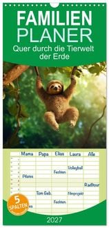 Produktbild: Familienplaner 2027 - Quer durch die Tierwelt der Erde mit 5 Spalten (Wandkalender, 21 x 45 cm) CALVENDO