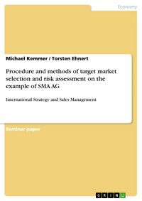 Produktbild: Procedure and methods of target market selection and risk assessment on the example of SMA AG