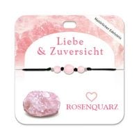 Produktbild: Rosenquarz Armband mit 3 Edelsteinperlen