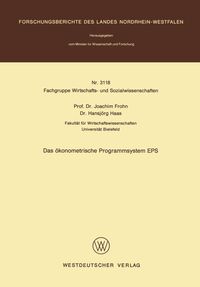 Produktbild: Das &ouml;konometrische Programmsystem EPS