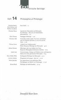 Produktbild: Text. Kritische Beitr&auml;ge / Philosophie & Philologie