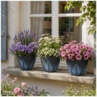Produktbild: HTI-Living Blumentopf Nessa Feder Blau 3er-Set Blumentopf Nessa Feder Blau 3er-Set