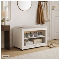 Produktbild: HTI-Living Schuhschrank mit Schiebet&uuml;r und Sitzkissen Beige