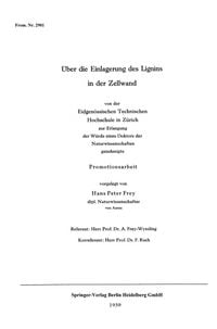 Produktbild: &Uuml;ber die Einlagerung des Lignins in der Zellwand