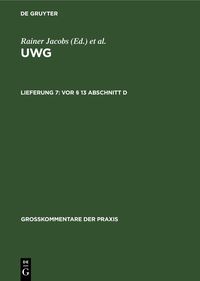 Produktbild: Vor &sect; 13 Abschnitt D
