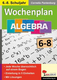 Produktbild: Wochenplan Algebra / Klasse 6-8